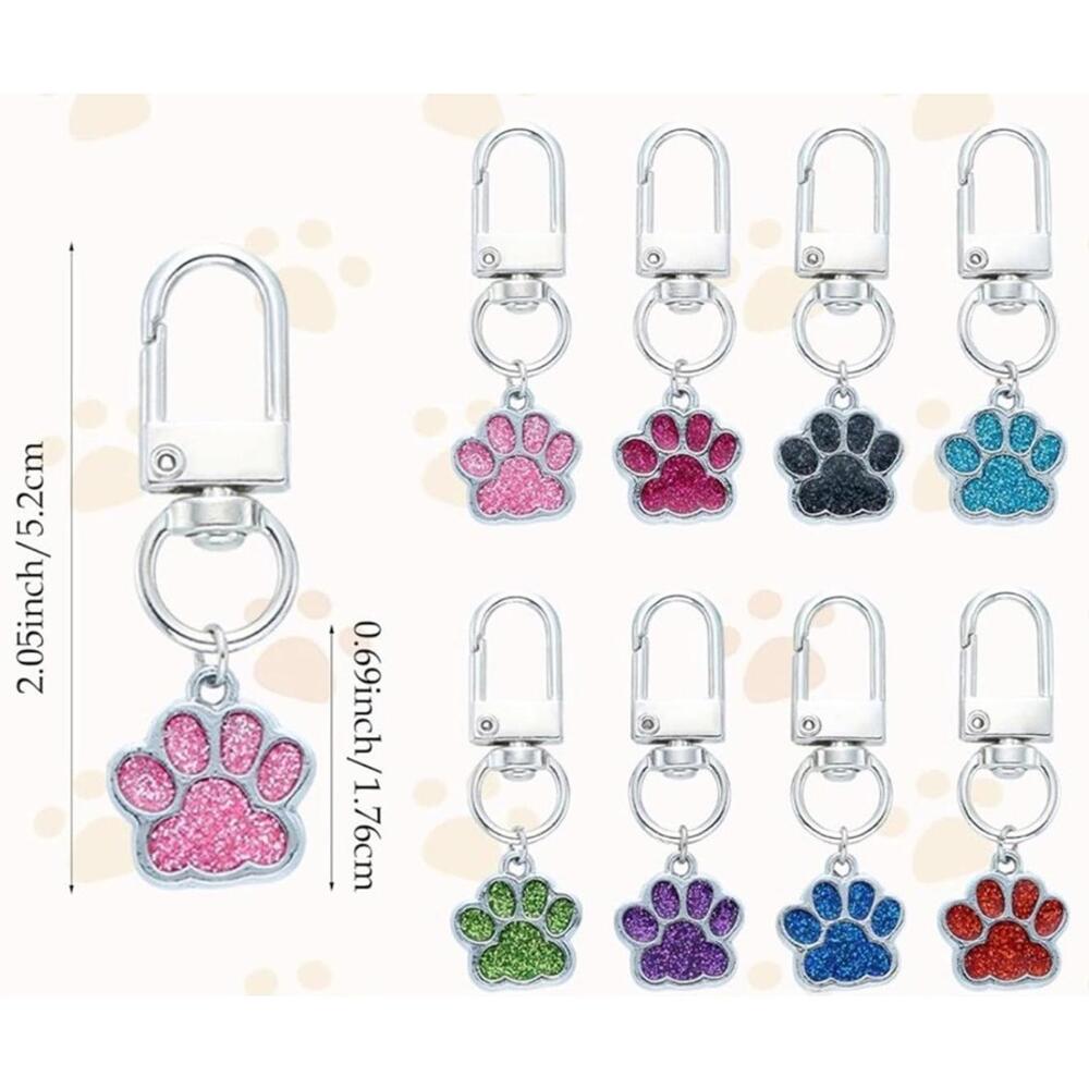1 PC Keychain Paw Animal Print Bag Charm Glitter Metallic New - Picture 2 of 5